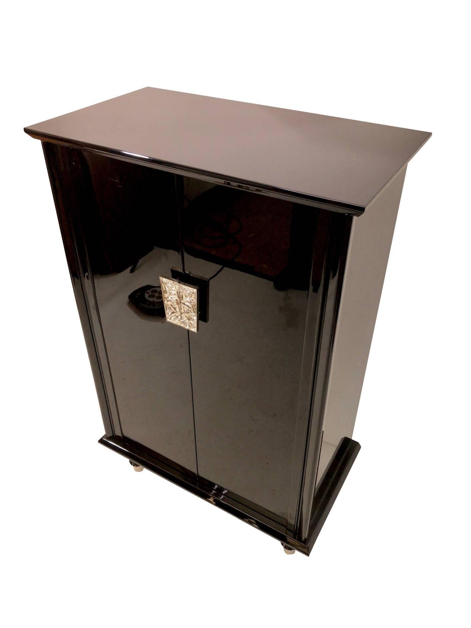 1930s French Art Deco Bar Furniture In Black Lacquer With