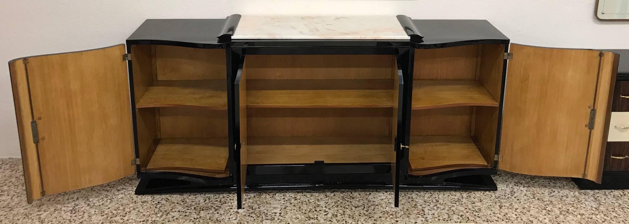 1930s French Art Deco Black Lacquered Sideboard 5