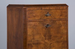 1930s French Art Deco Burl Walnut Secretary Desk Cabinet