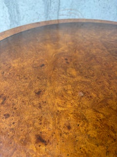 1930s French Art Deco Burl Wood Gueridon Table, Hand Painted Pedestal Base