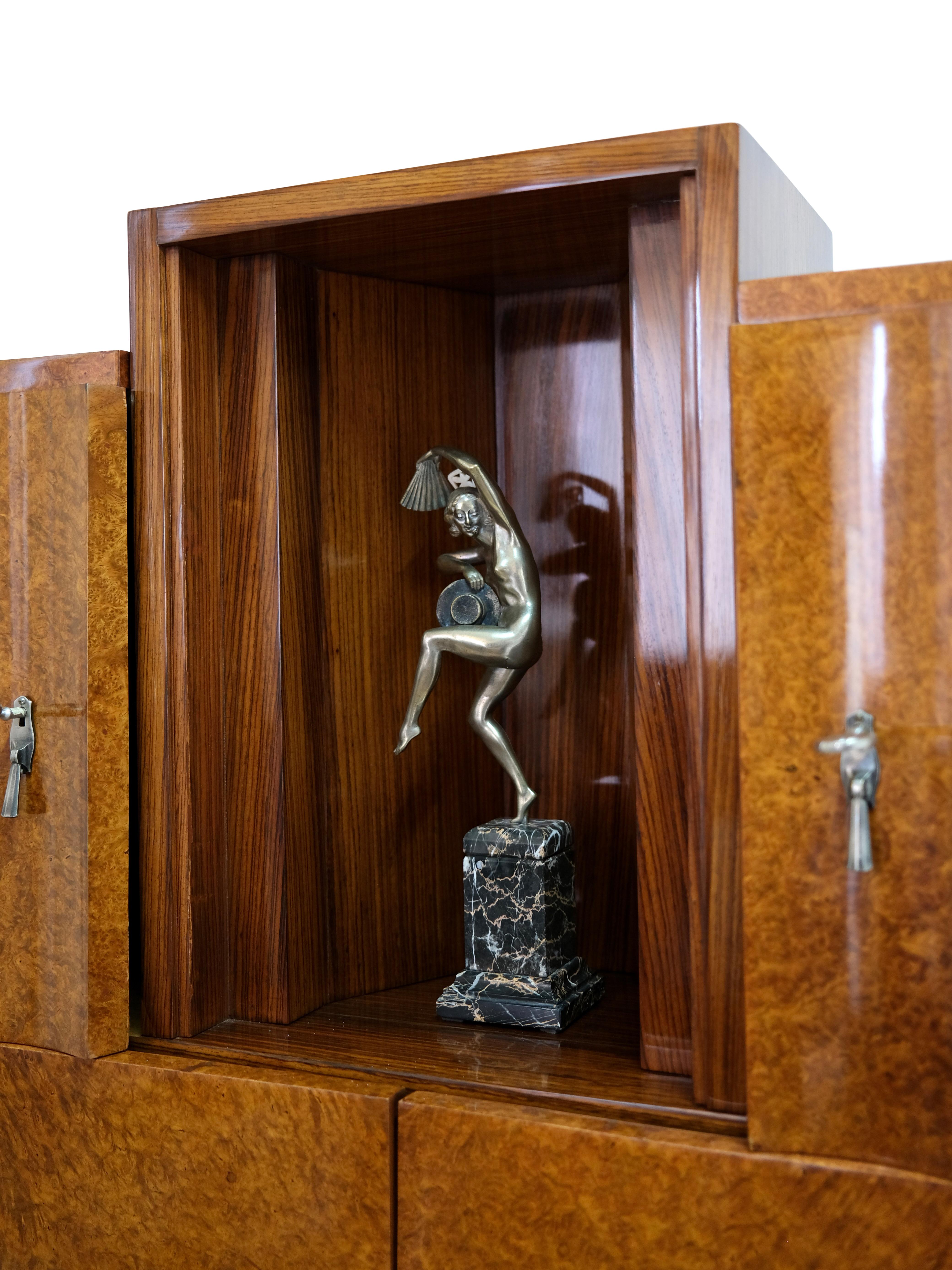 Shellac Inlay 1930s French Art Deco Cabinet in Amboina with Silver Plating For Sale ...