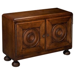 Armoire Art déco française des années 1930 en chêne teinté et châtaignier