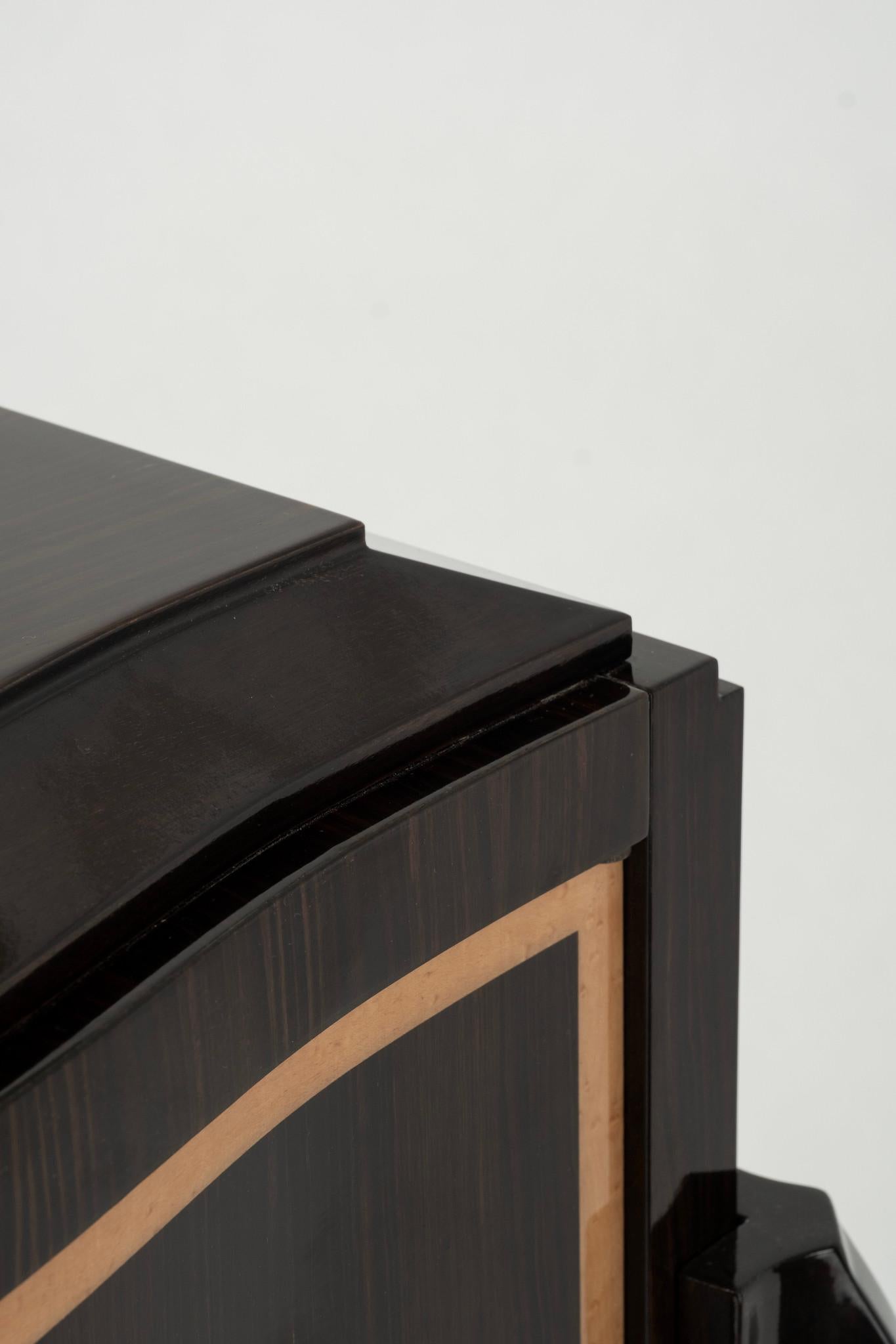 Macassar 1930s French Art Deco Cabinet or Dry Bar Attr. to Jules Leleu