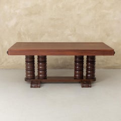 Mesa de comedor francesa Art Decó de 1930, tallada, de Gaston Poisson