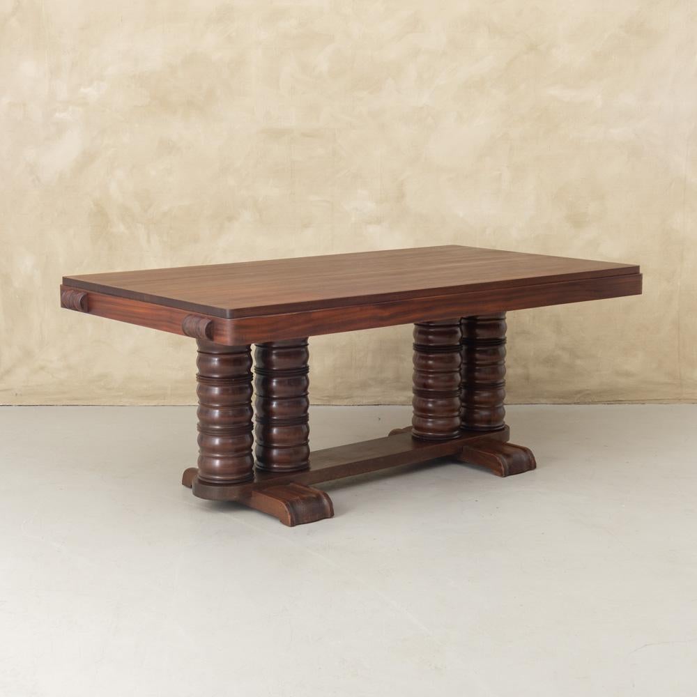 Mid-20th Century 1930's French Art Deco Carved Dining Table by Gaston Poisson