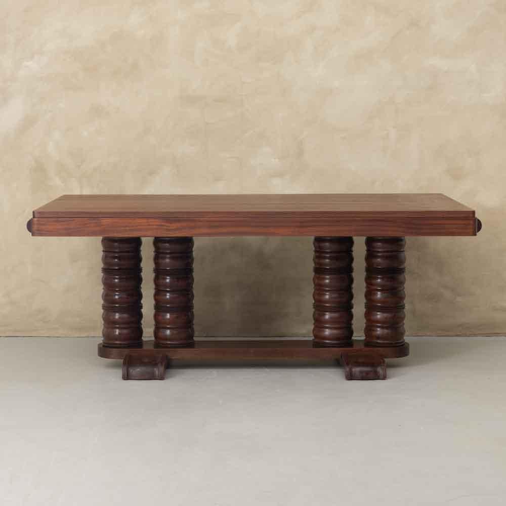 1930's French Art Deco Carved Dining Table by Gaston Poisson 1