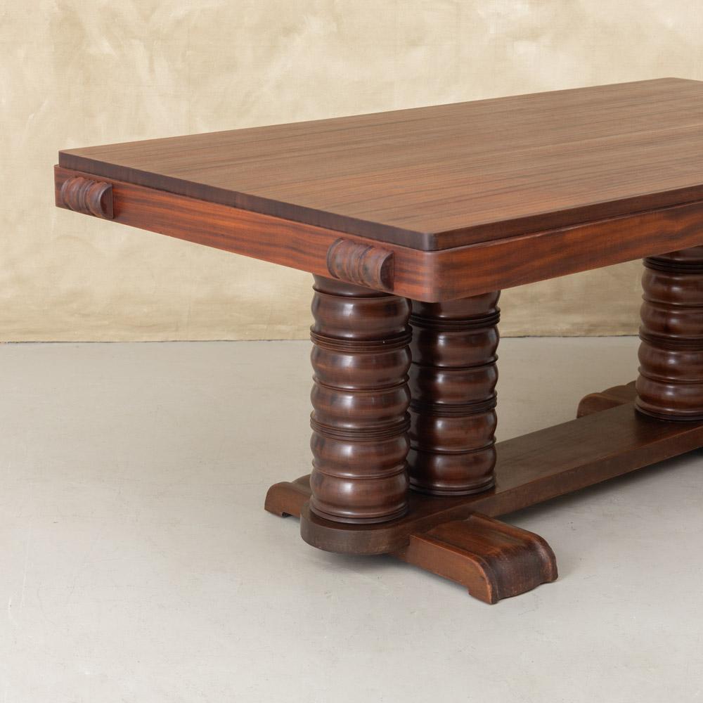 1930's French Art Deco Carved Dining Table by Gaston Poisson 2