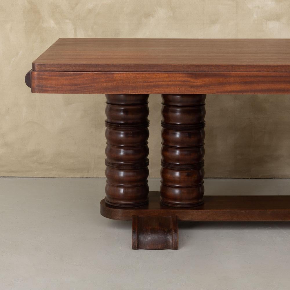 1930's French Art Deco Carved Dining Table by Gaston Poisson 4