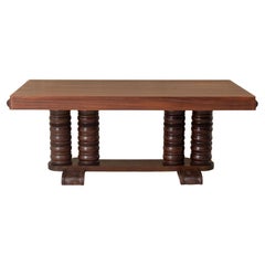 1930's French Art Deco Carved Dining Table by Gaston Poisson