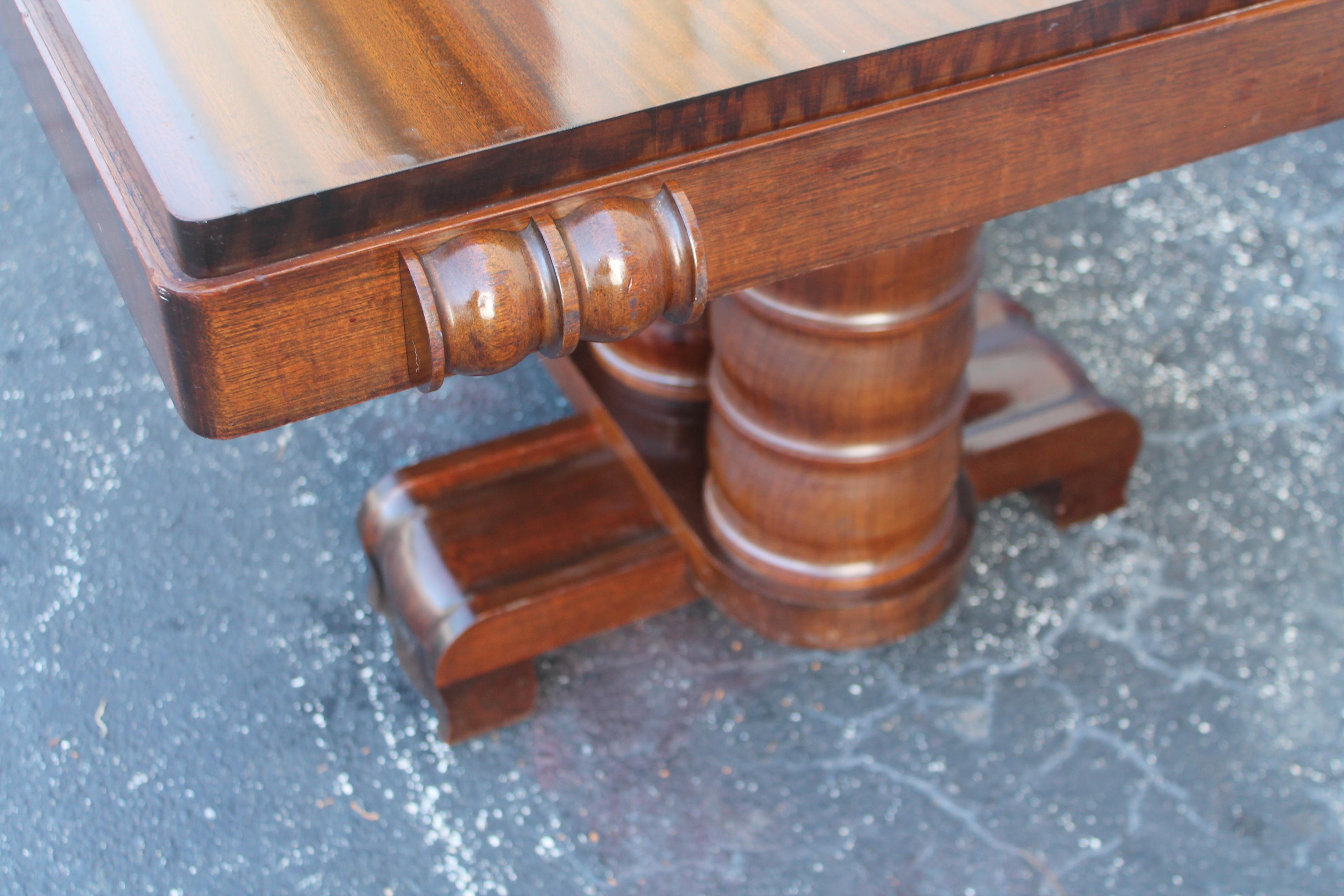 1930's French Art Deco Carved Mahogany Dining Table by Gaston Poisson 7