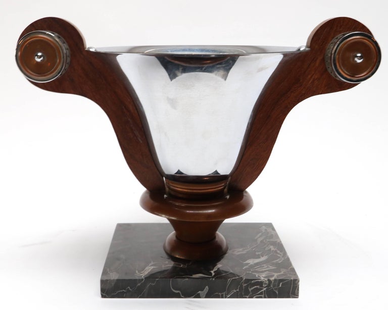 1930s French Art Deco Chrome and Copper Centerpiece on Marble Base For Sale 3