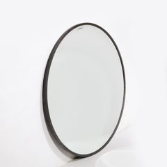1930's French Art Deco Circular Wrought Iron Beveled Mirror