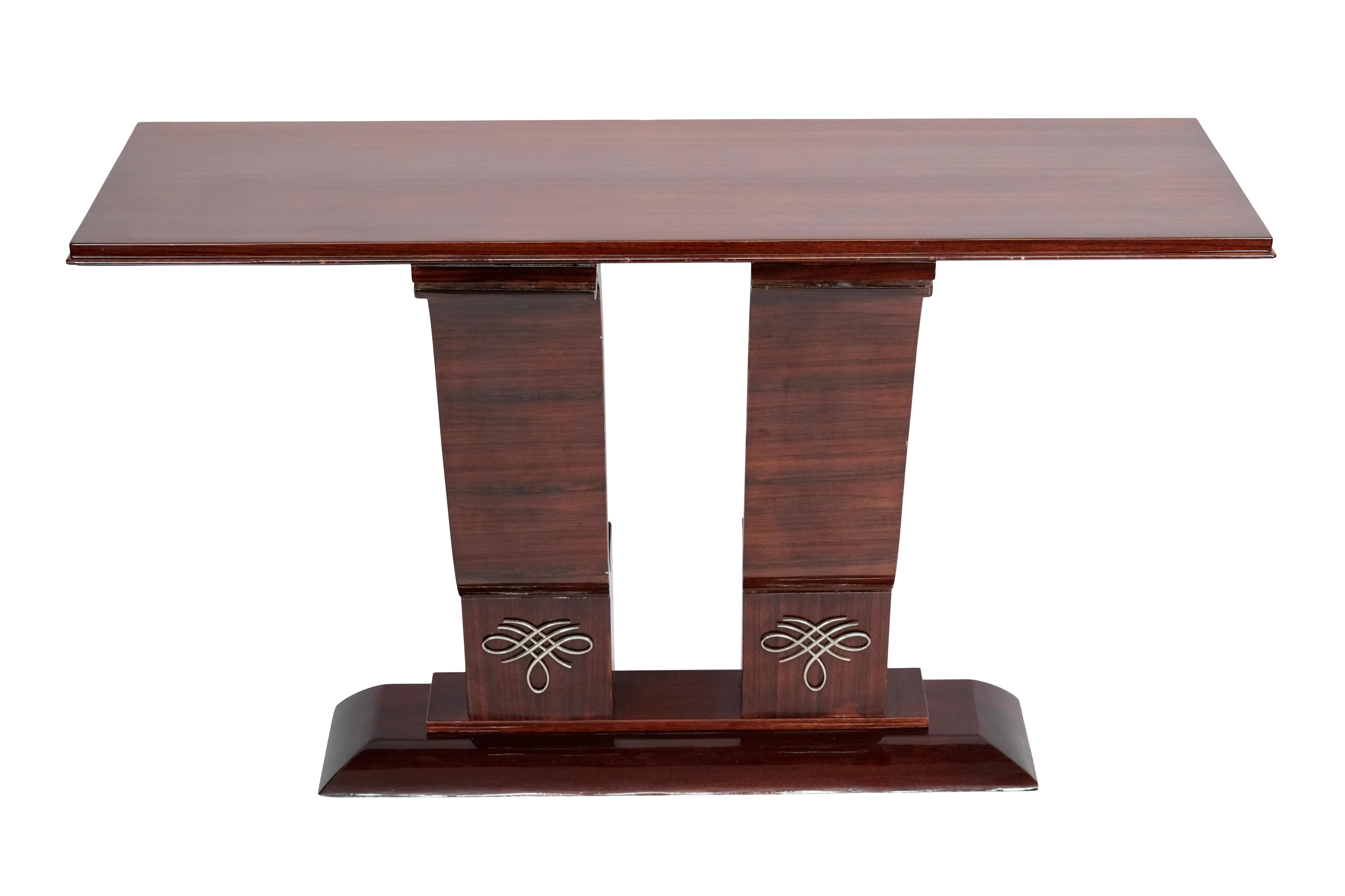 1930s French Art Deco Console Table in Mahogany In Fair Condition For Sale In Ulm, DE