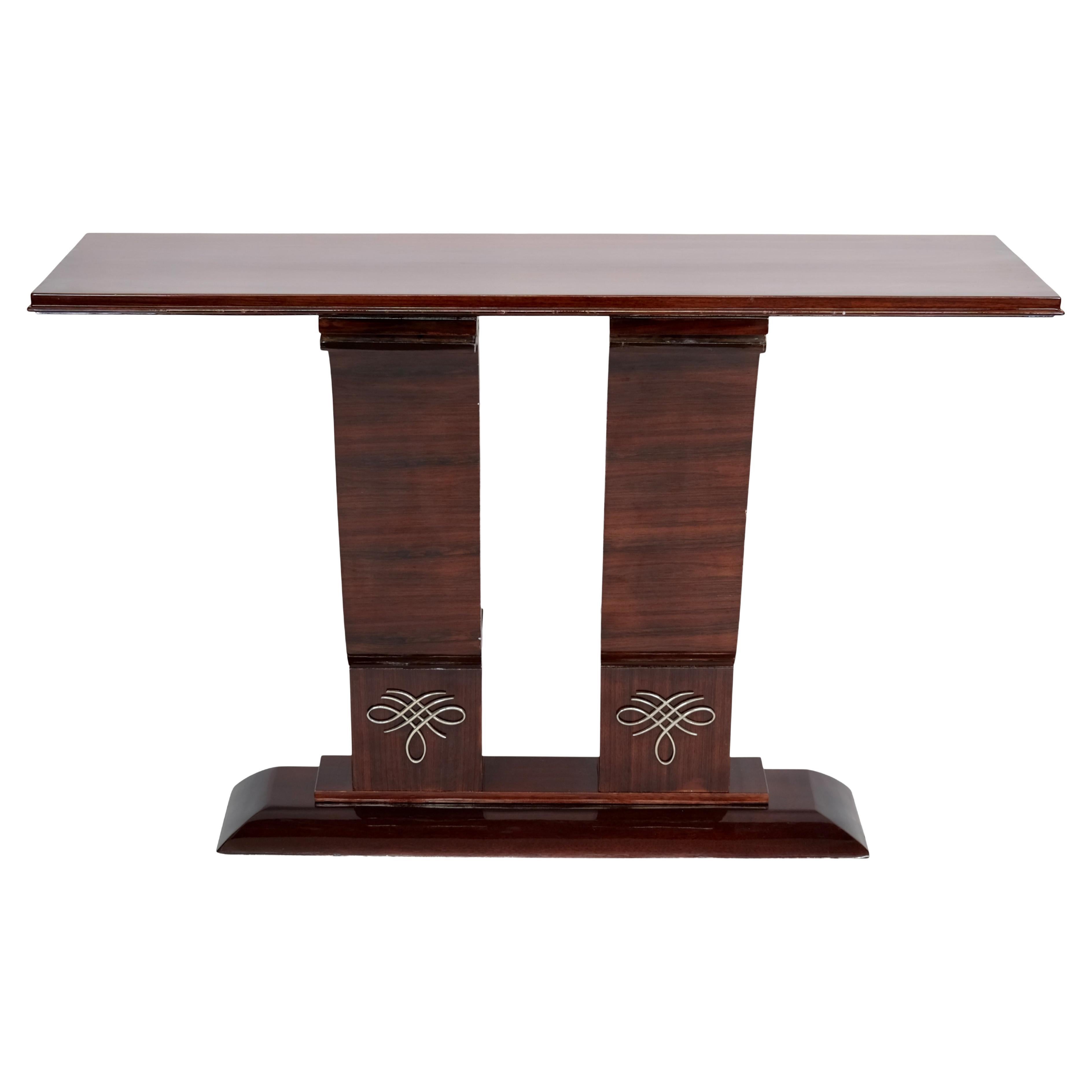 1930s French Art Deco Console Table in Mahogany For Sale