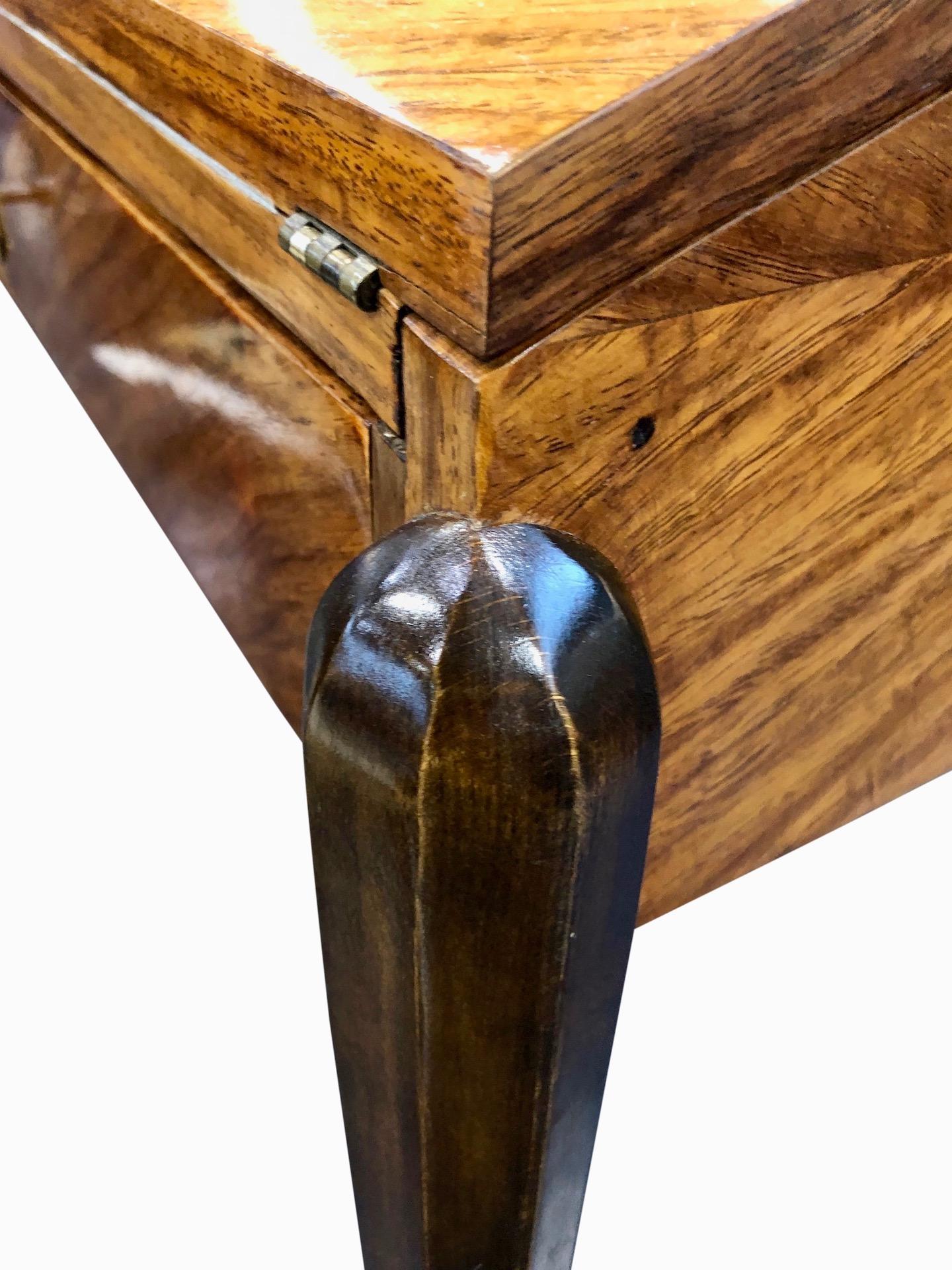 1930s French Art Deco Secretary Desk on Thin Table Legs in Real Wood Veneer In Fair Condition In Ulm, DE