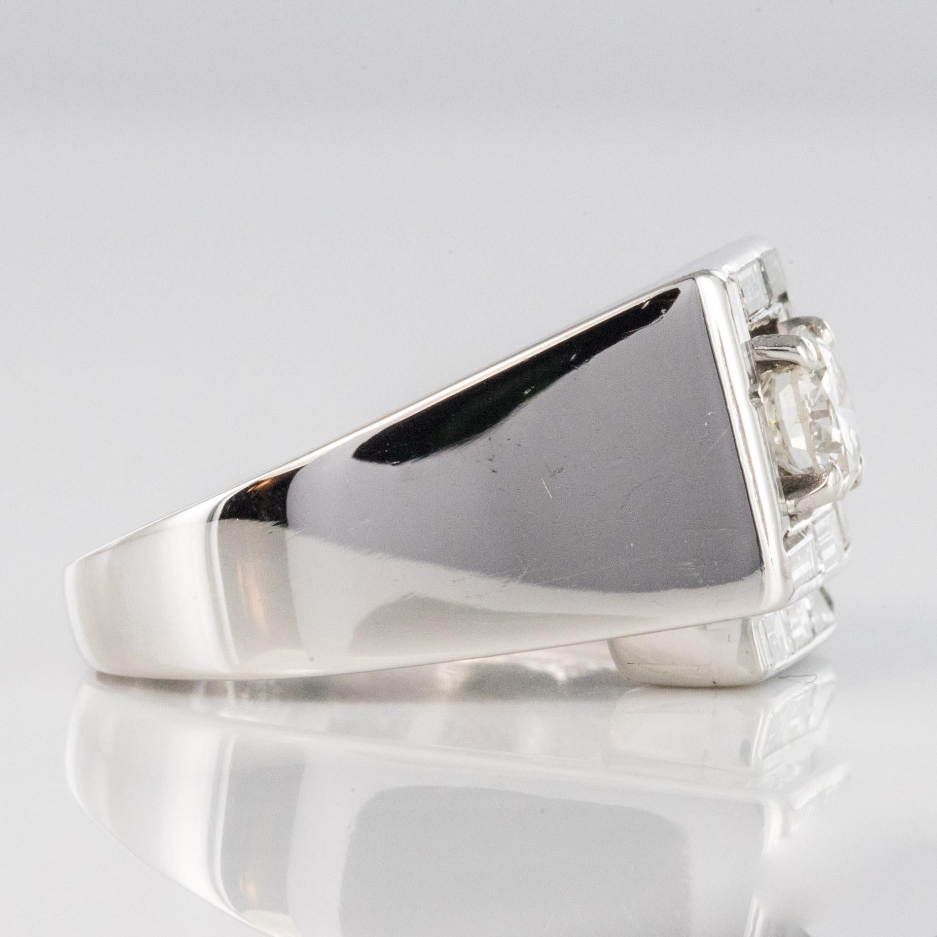 1930s French Art Deco Diamonds Platinum Asymmetrical Ring For Sale 5