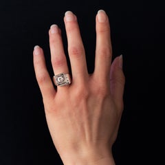 1930s French Art Deco Diamonds Platinum Asymmetrical Ring