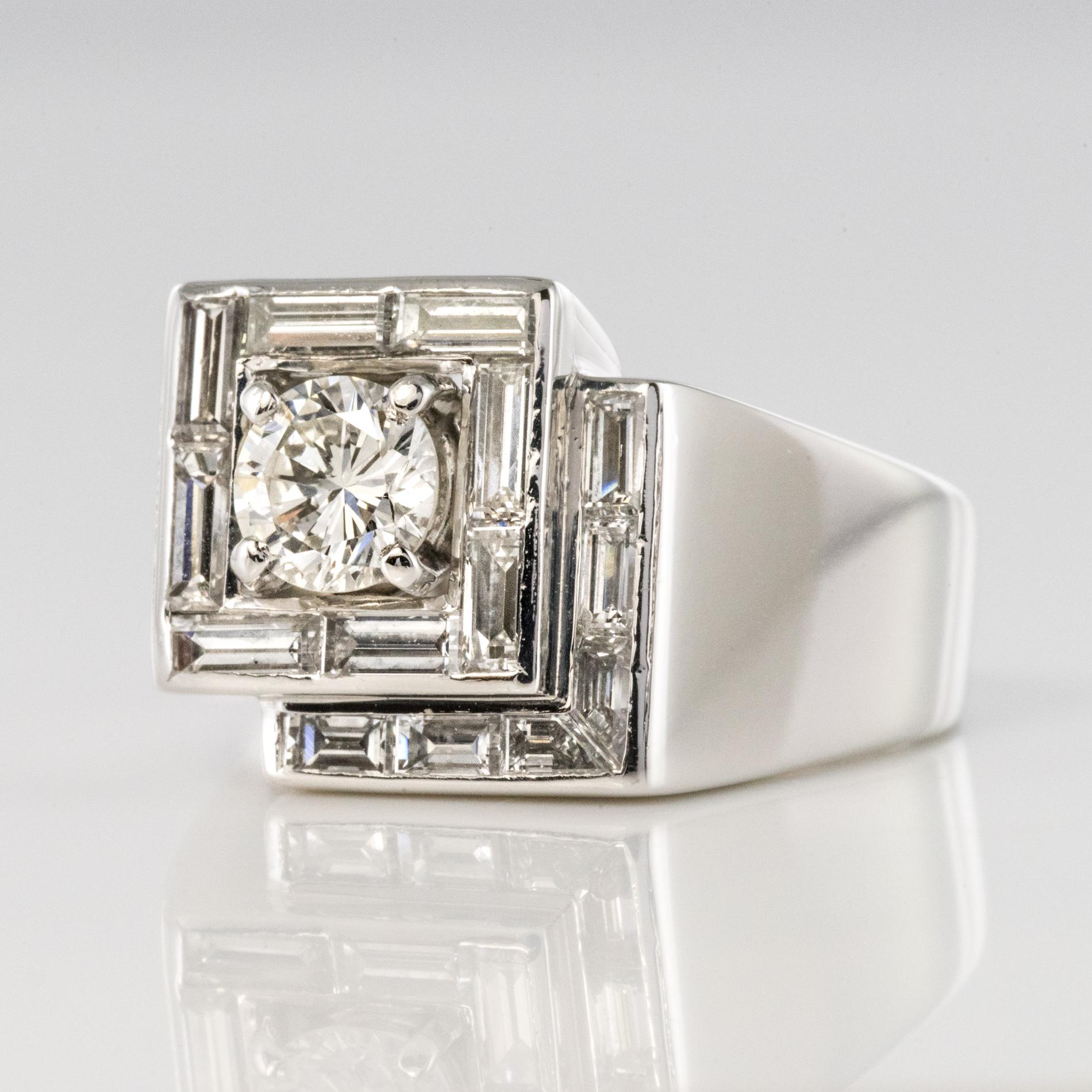 1930er Jahre Franzsisch Art Deco Diamanten Platin asymmetrischen Ring (Art déco) im Angebot
