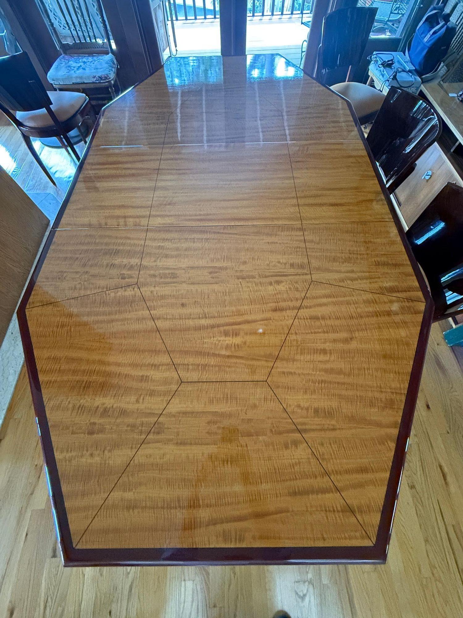 1930's  French Art Deco Dining Set.  Marble Base. Nice Lacquer Finish.  Purchased at the Paris Flea Market 35 Years Ago.