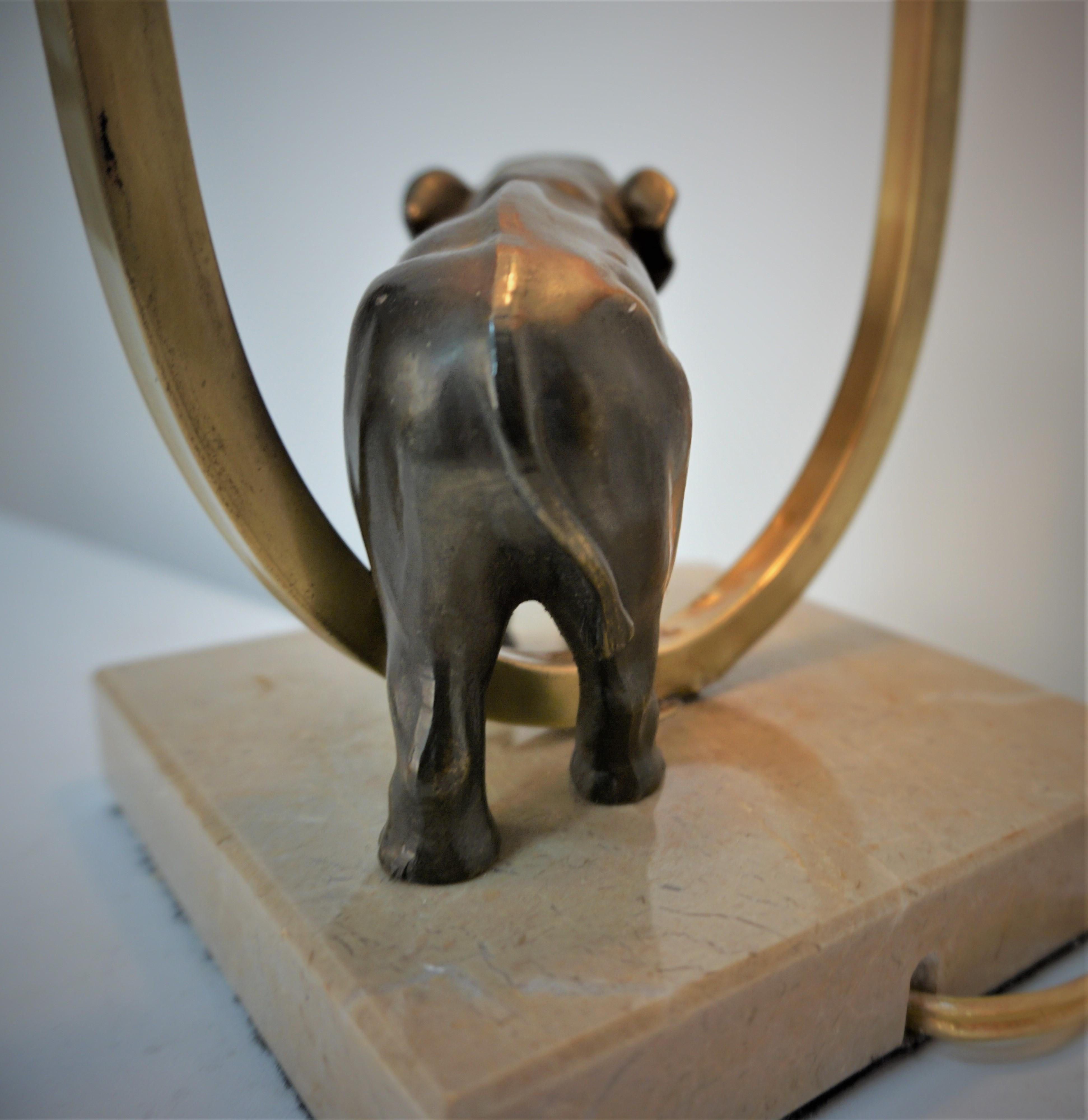 1930's French Art Deco Elephant Art Glass Table Lamp For Sale 4