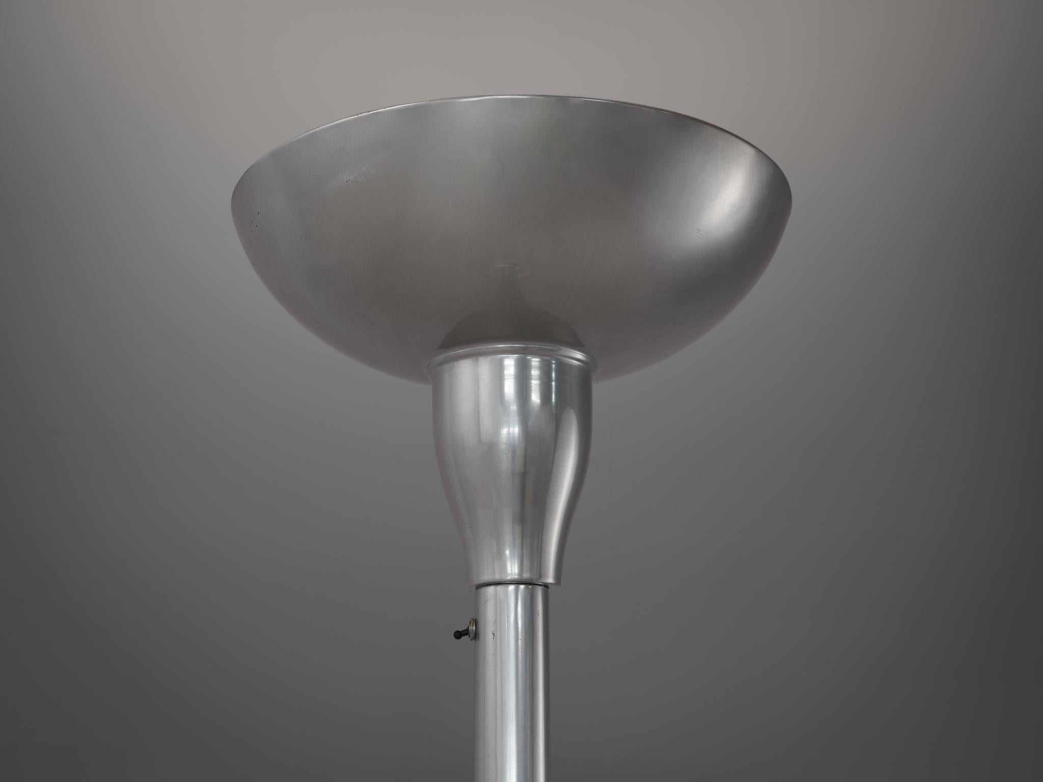 Milieu du XXe siècle Lampadaire Art Déco français des années 1930 en aluminium