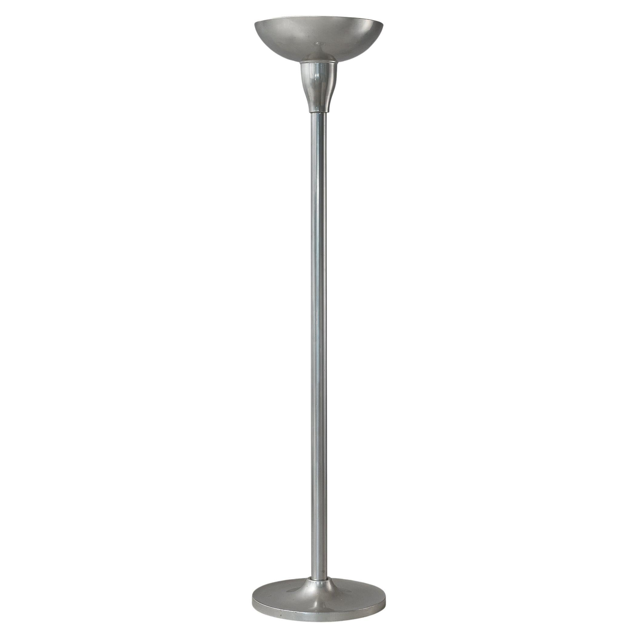 1930s French Art Deco Floor Lamp in Aluminum