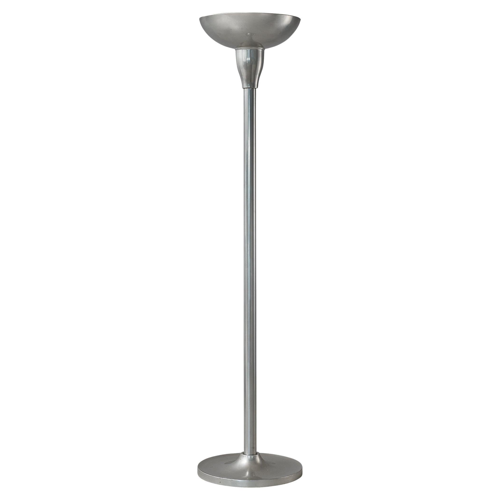 Lampadaire Art déco français des années 1930 en aluminium argenté