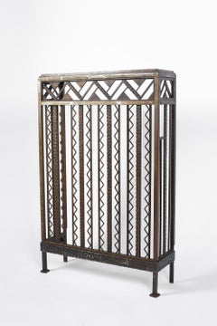 1930s French Art Deco Forged Iron and Marble Console Table Radiator Cover
