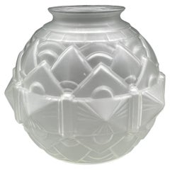 1930's French Art Deco Frosted Glass Architectural Movie Palace Style Vase