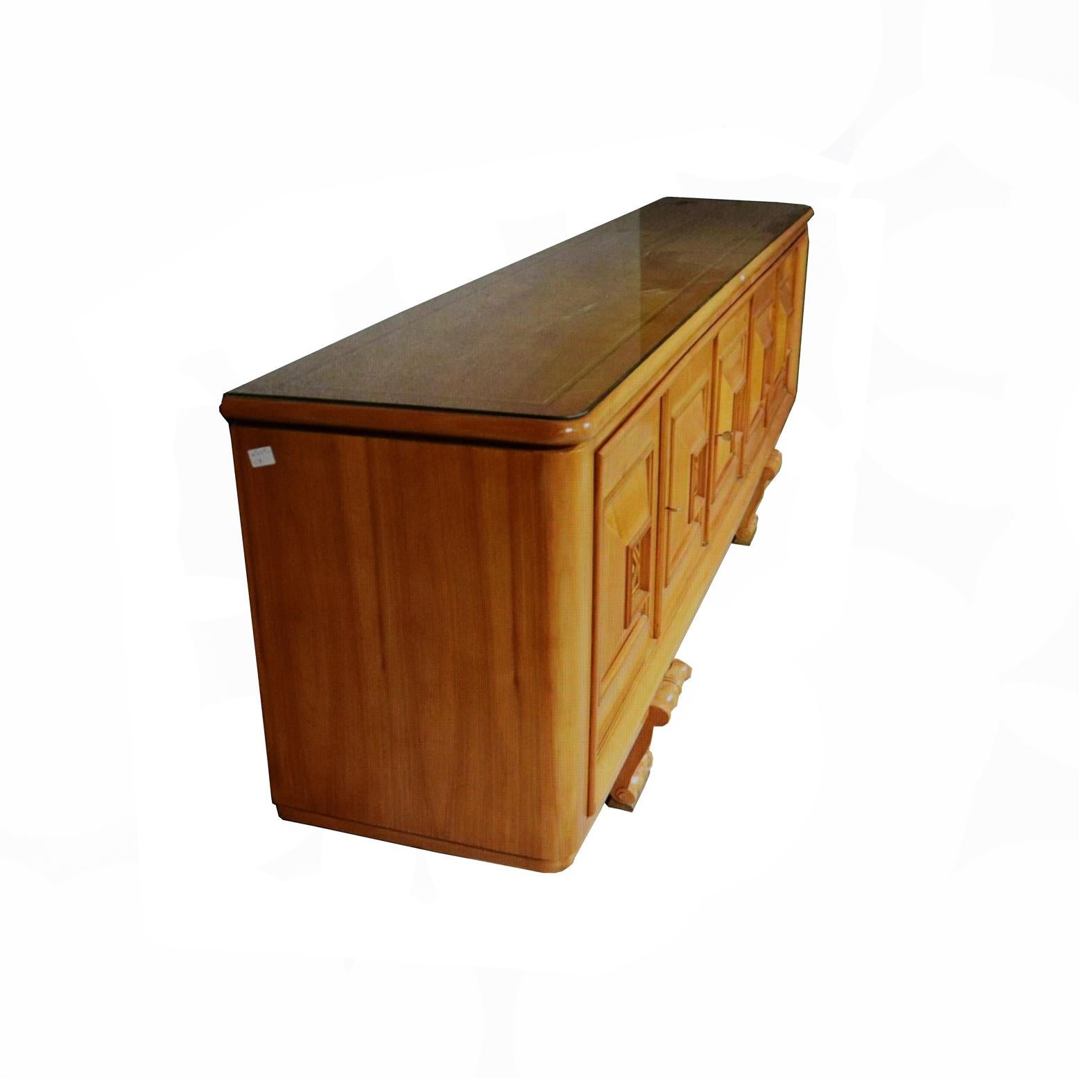 1930s French Art Deco Fruitwood Sideboard In Good Condition For Sale In Hudson, NY