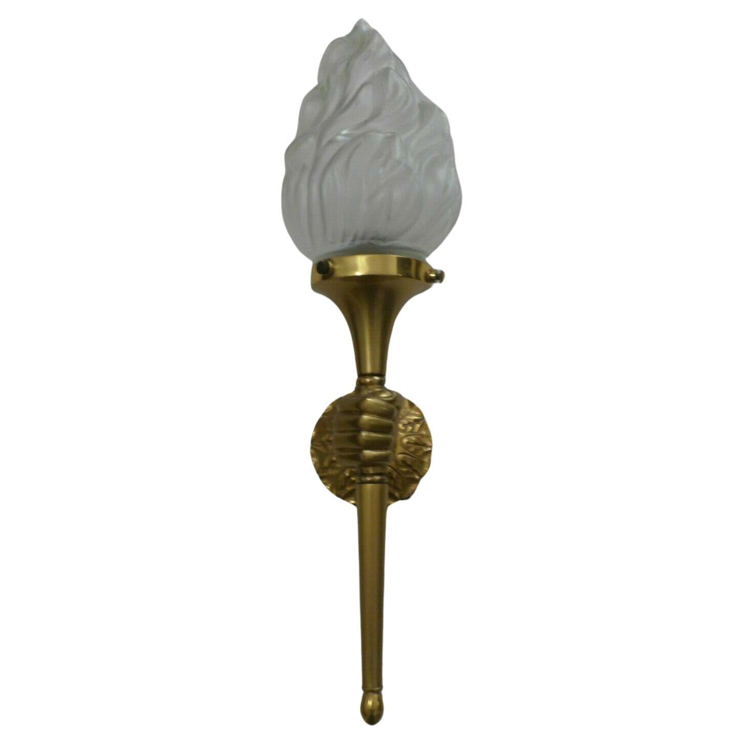 1930's French Art Deco Gilt Bronze Hand / Fist Holding Torch Wall Sconce  For Sale