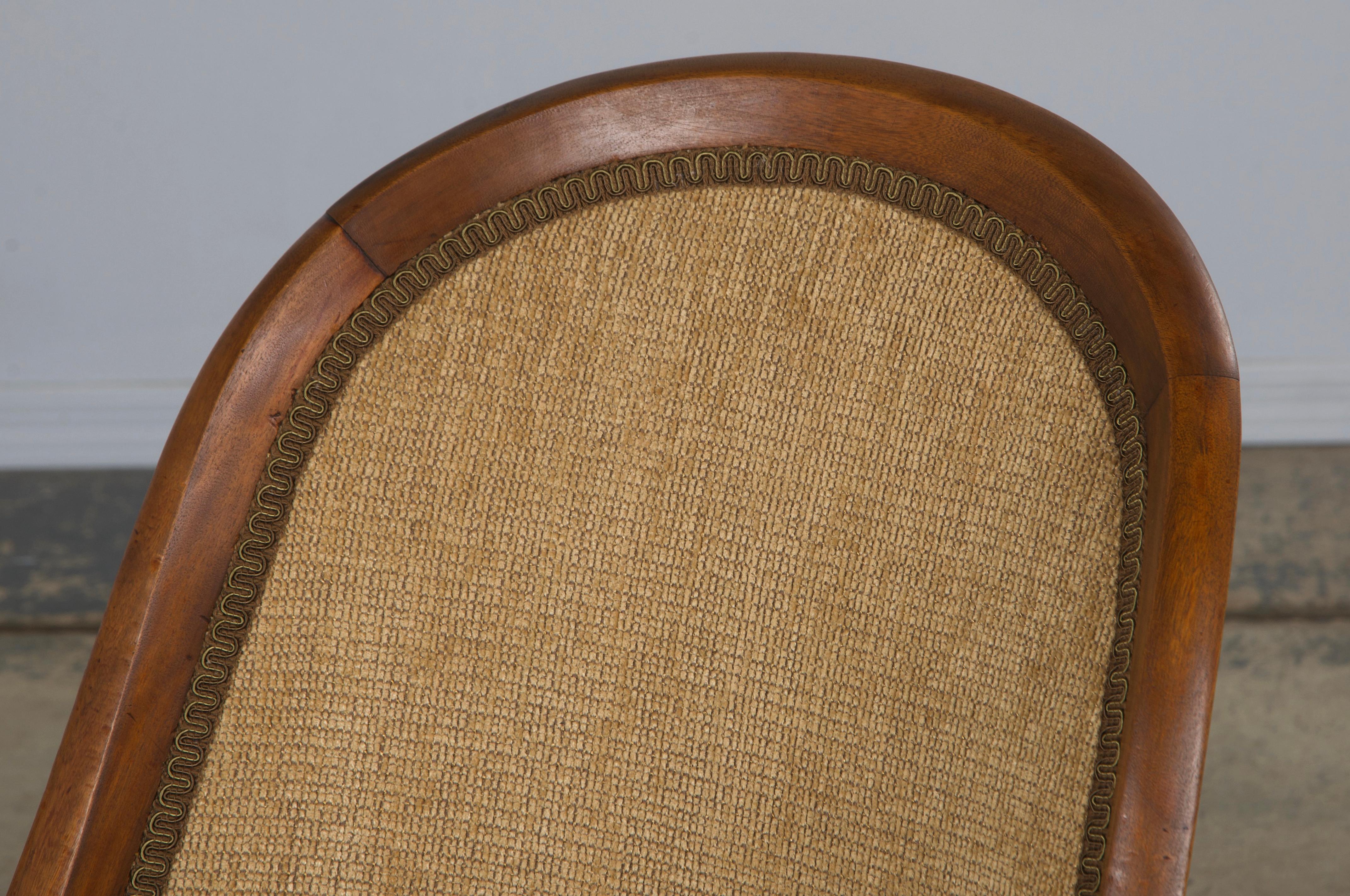 Sedie da pranzo francesi Art Deco Gondola in noce del 1930 con ciniglia di bronzo - Set di 6 in vendita 8