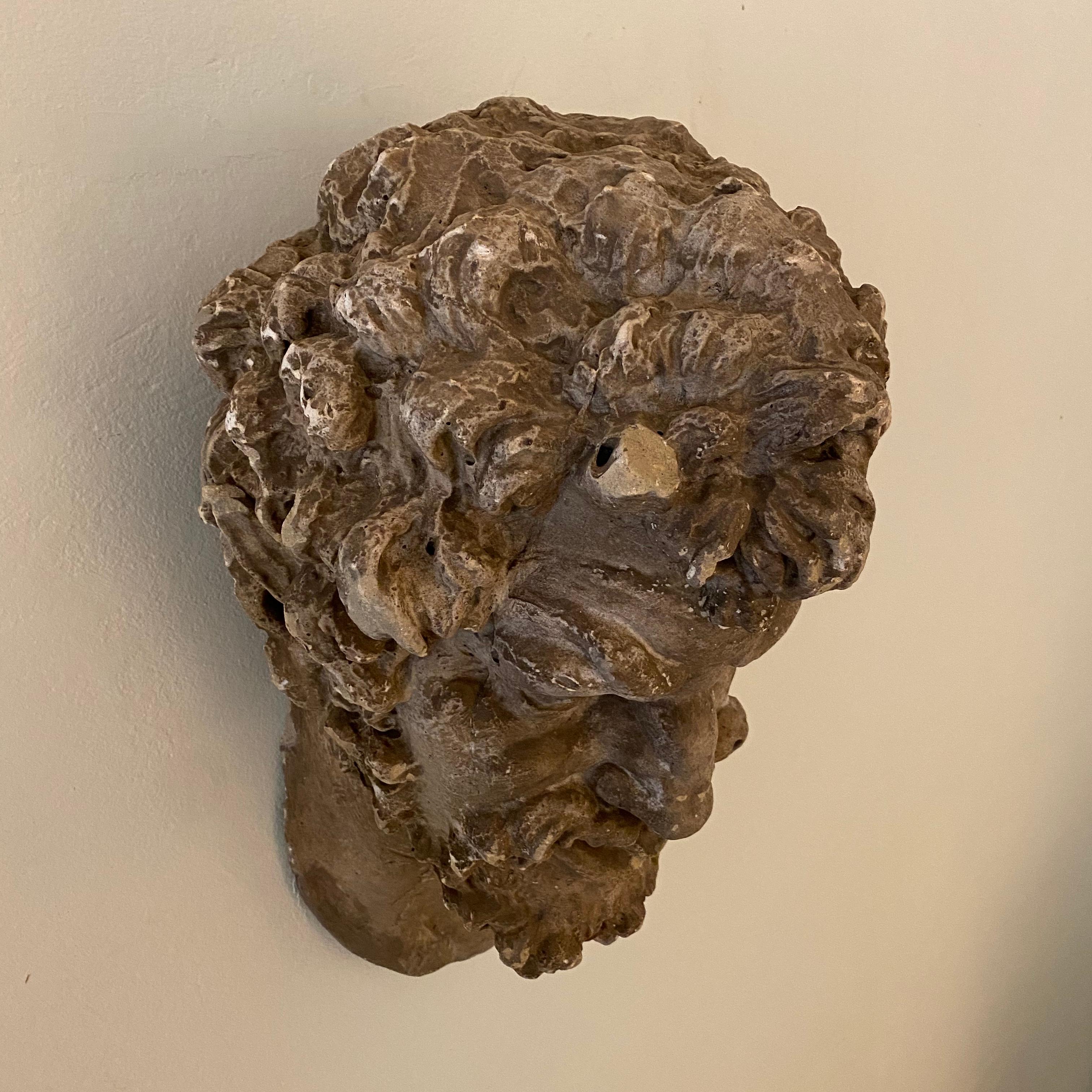 1930s French Art Deco Huge Plaster Head of a Satyr For Sale 8
