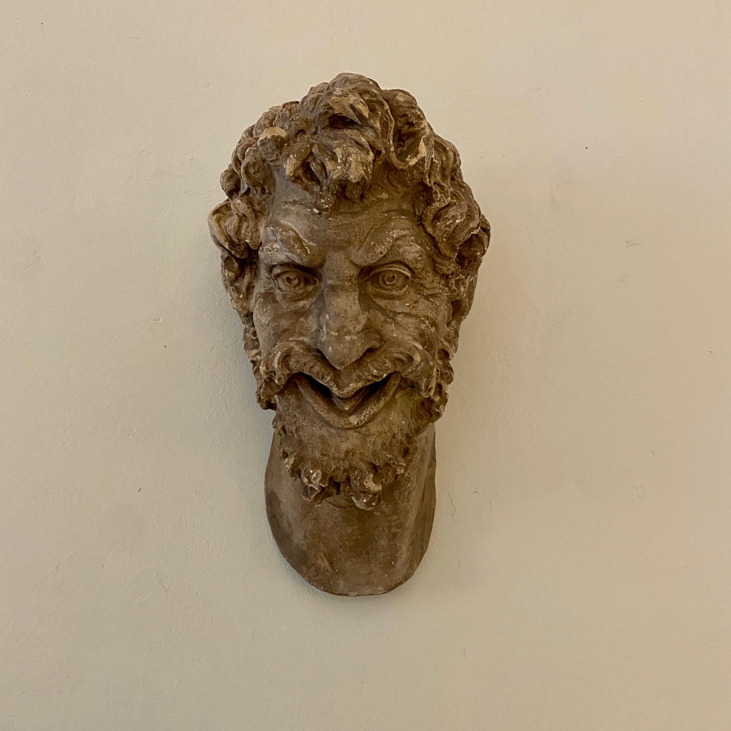 1930s French Art Deco Huge Plaster Head of a Satyr For Sale 12