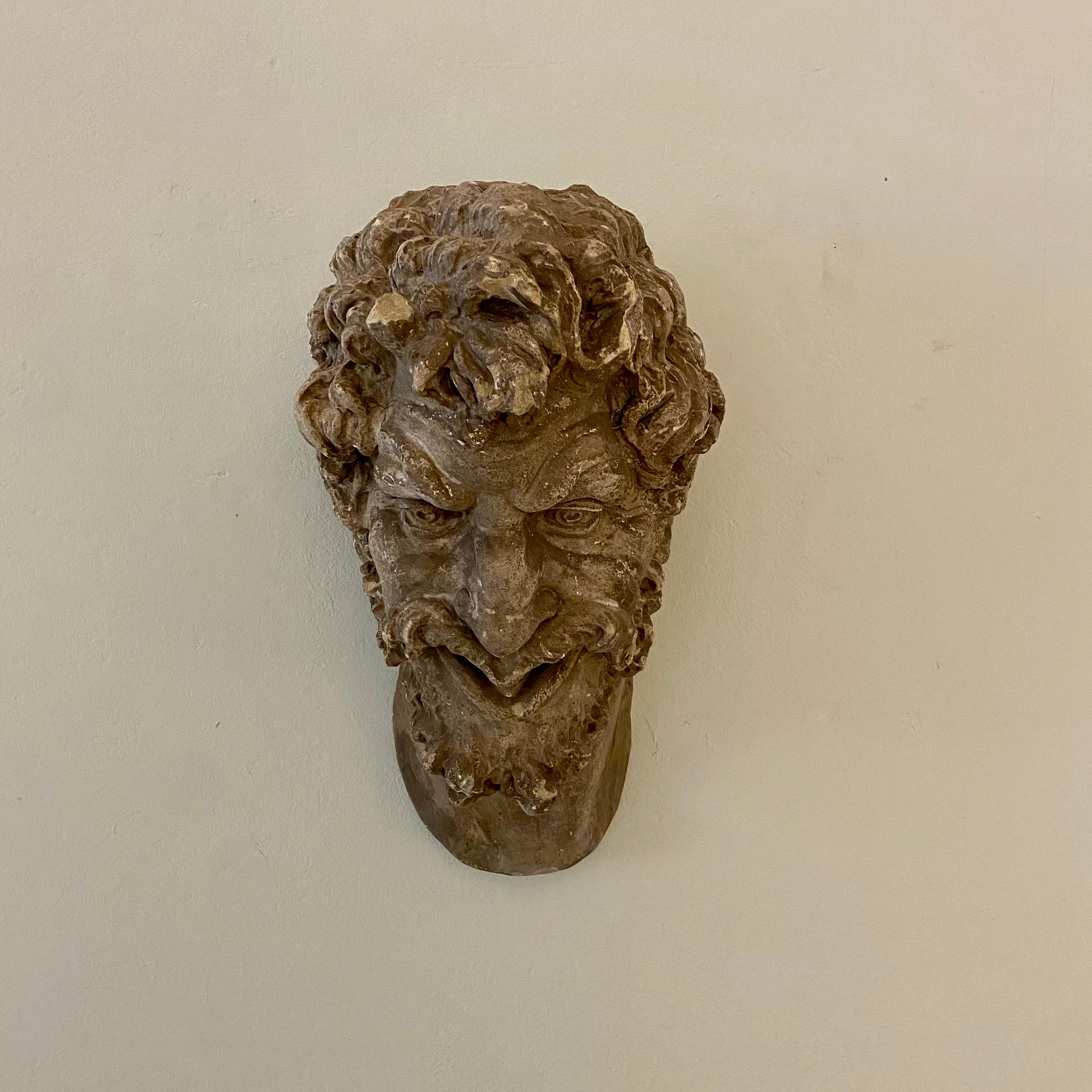 1930s French Art Deco Huge Plaster Head of a Satyr For Sale 13