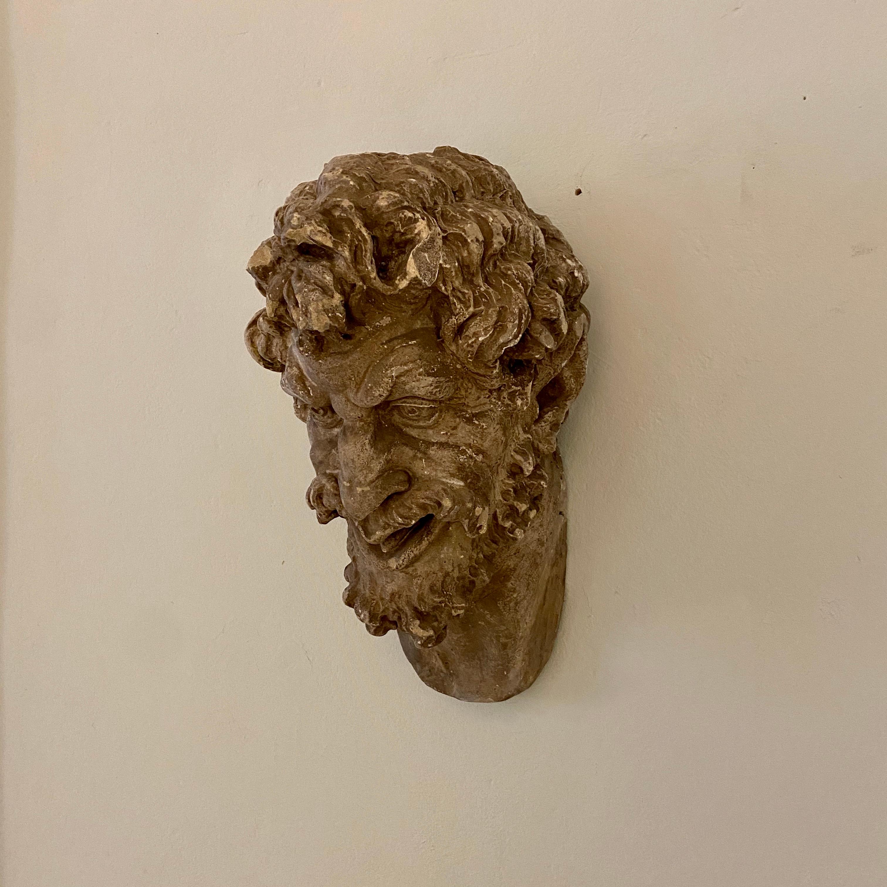 1930s French Art Deco Huge Plaster Head of a Satyr For Sale 15