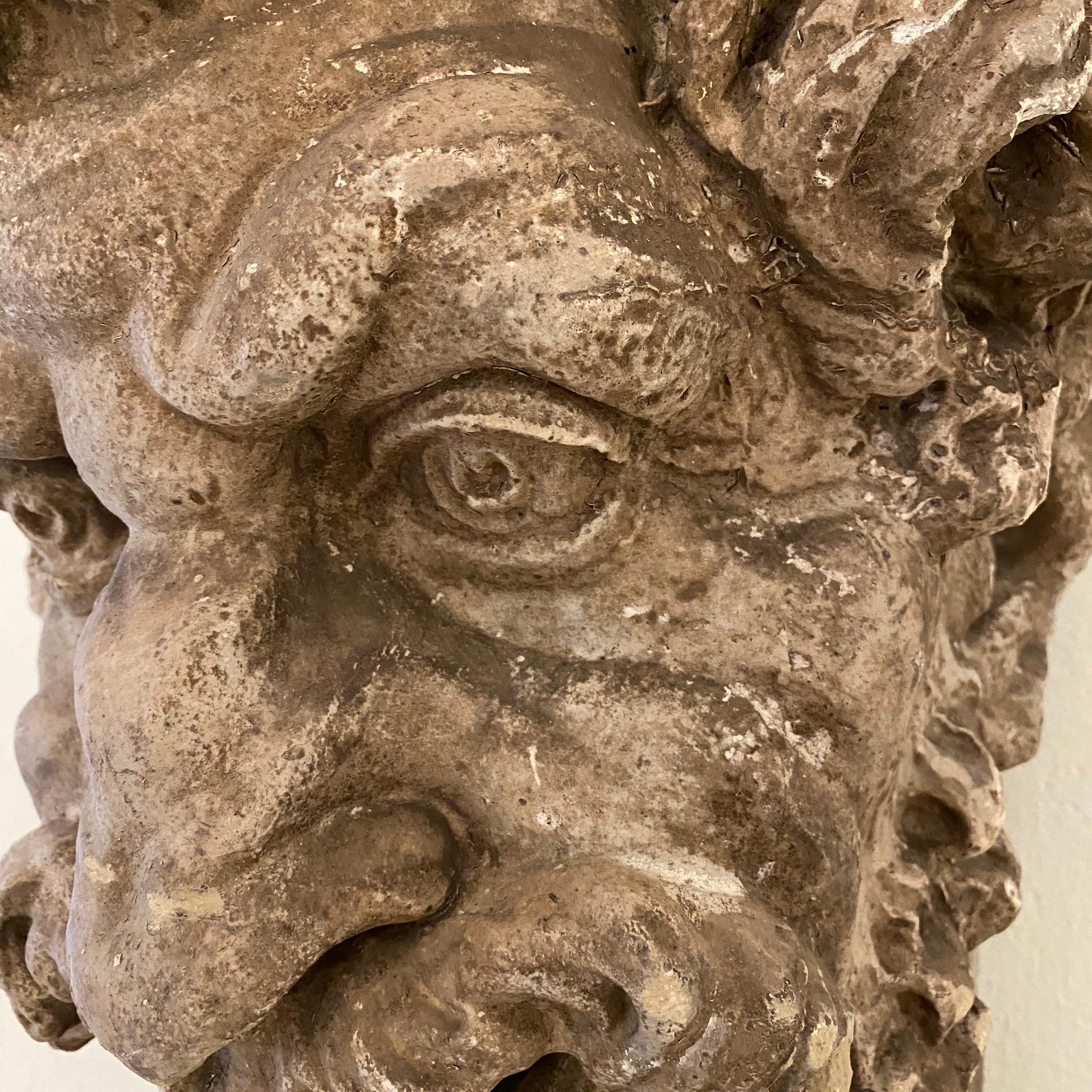 1930s French Art Deco Huge Plaster Head of a Satyr For Sale 4