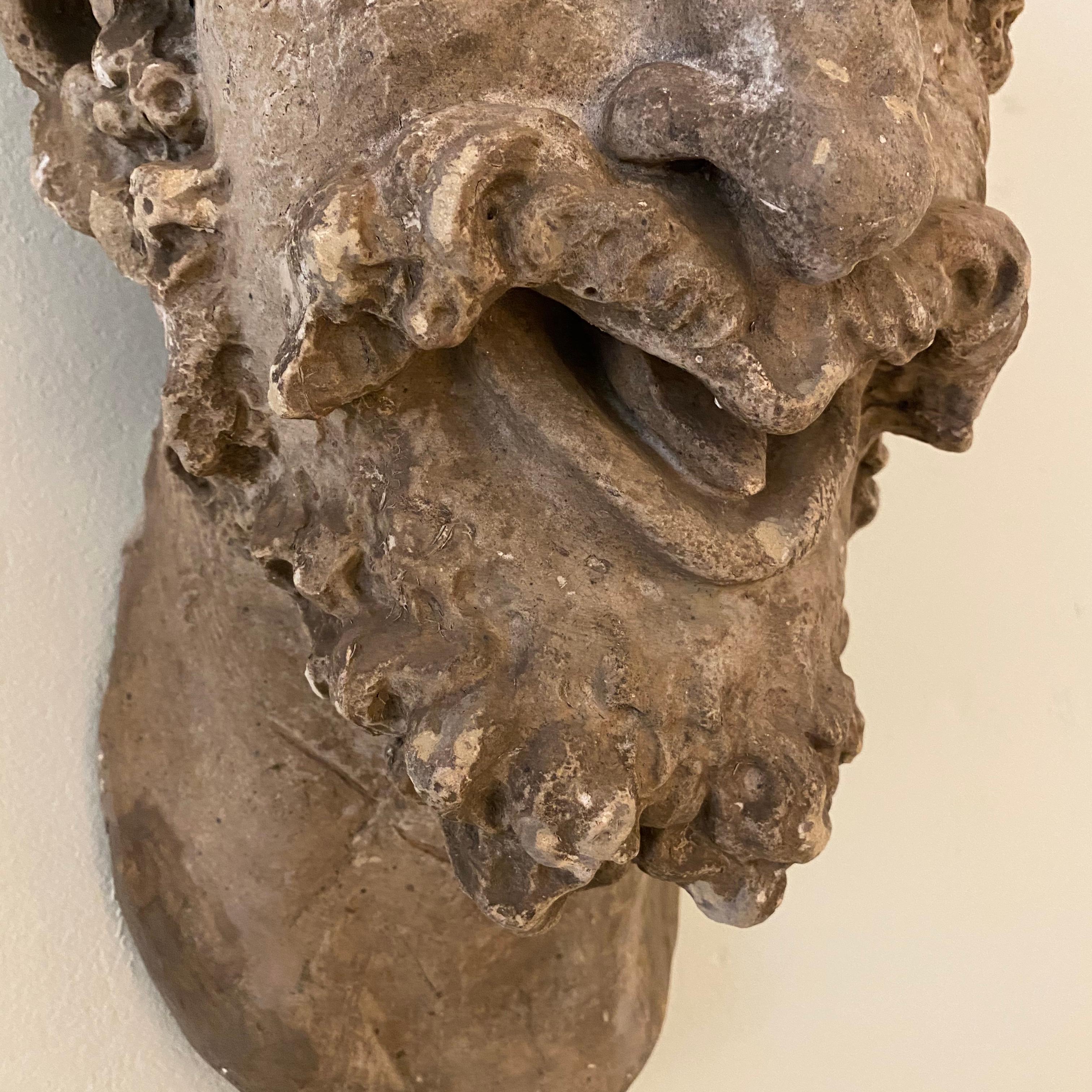 1930s French Art Deco Huge Plaster Head of a Satyr For Sale 5