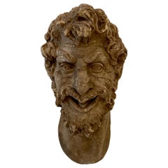 1930s French Art Deco Huge Plaster Head of a Satyr