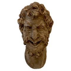 1930s French Art Deco Huge Plaster Head of a Satyr