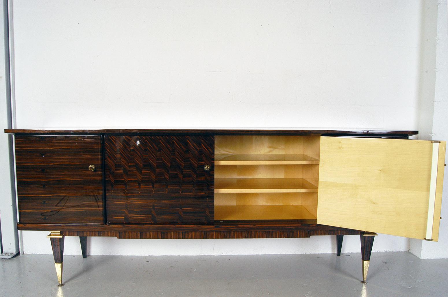  French Lacquered Art Deco Sideboard / Credenza in Macassar Ebony and Maple 1