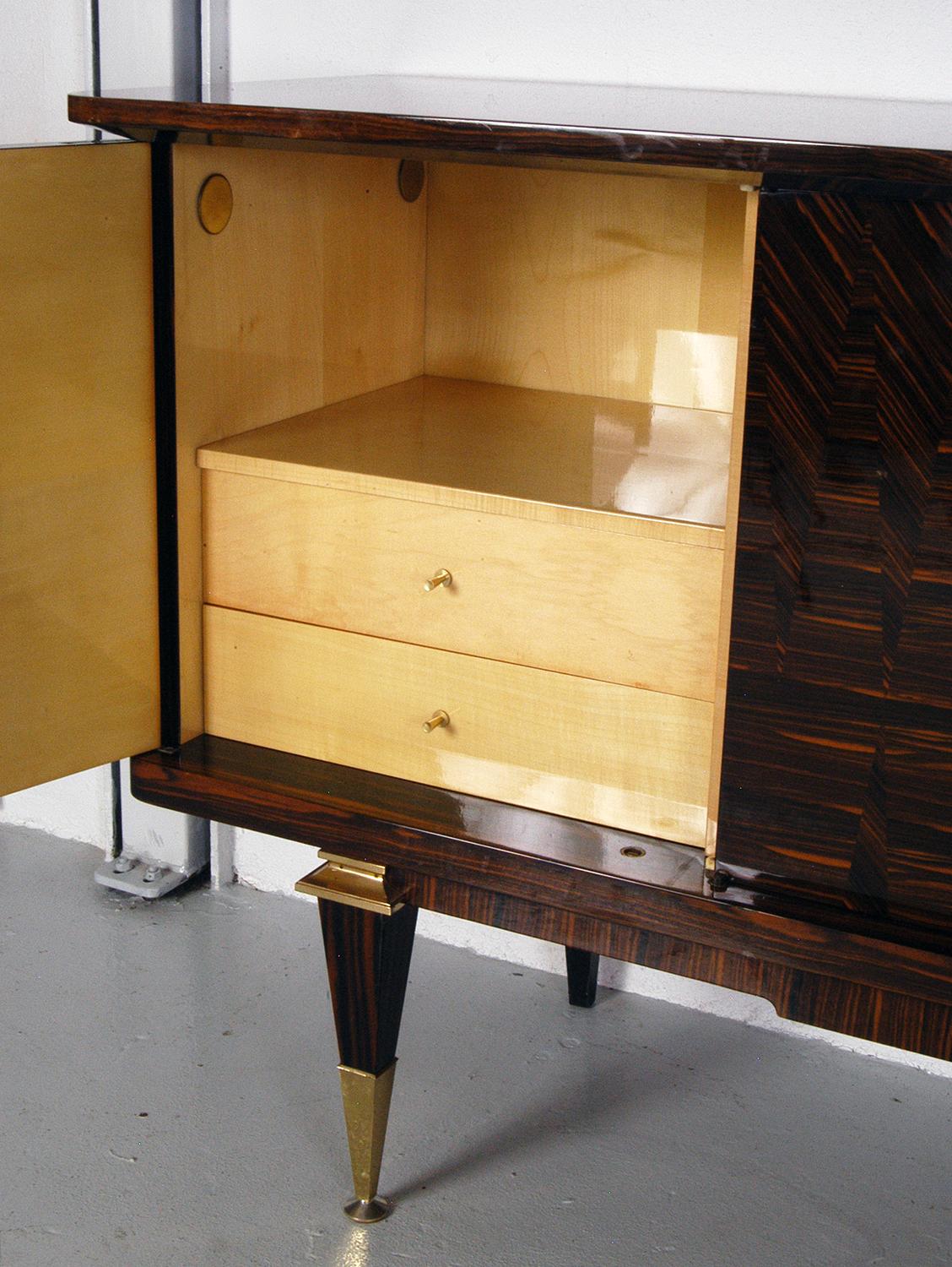  French Lacquered Art Deco Sideboard / Credenza in Macassar Ebony and Maple 2