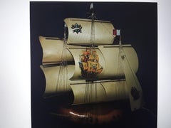 1930's French Art Deco Large Carved Wood Boat/ Ship/ Galeon Table Accent Lamp