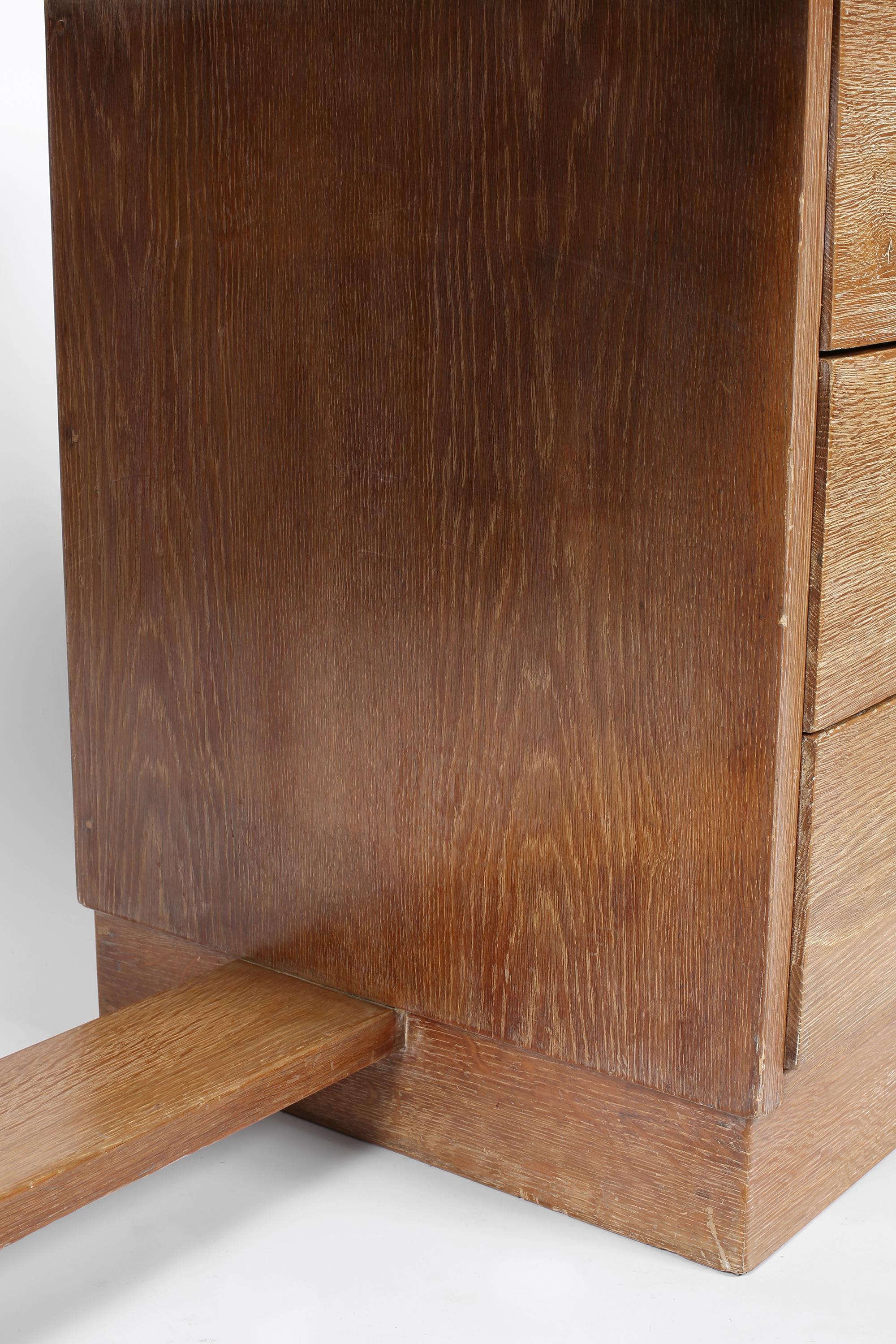 1930s French Art Deco Limed Oak and Leather Desk in the manner of Jacques Adnet For Sale 5