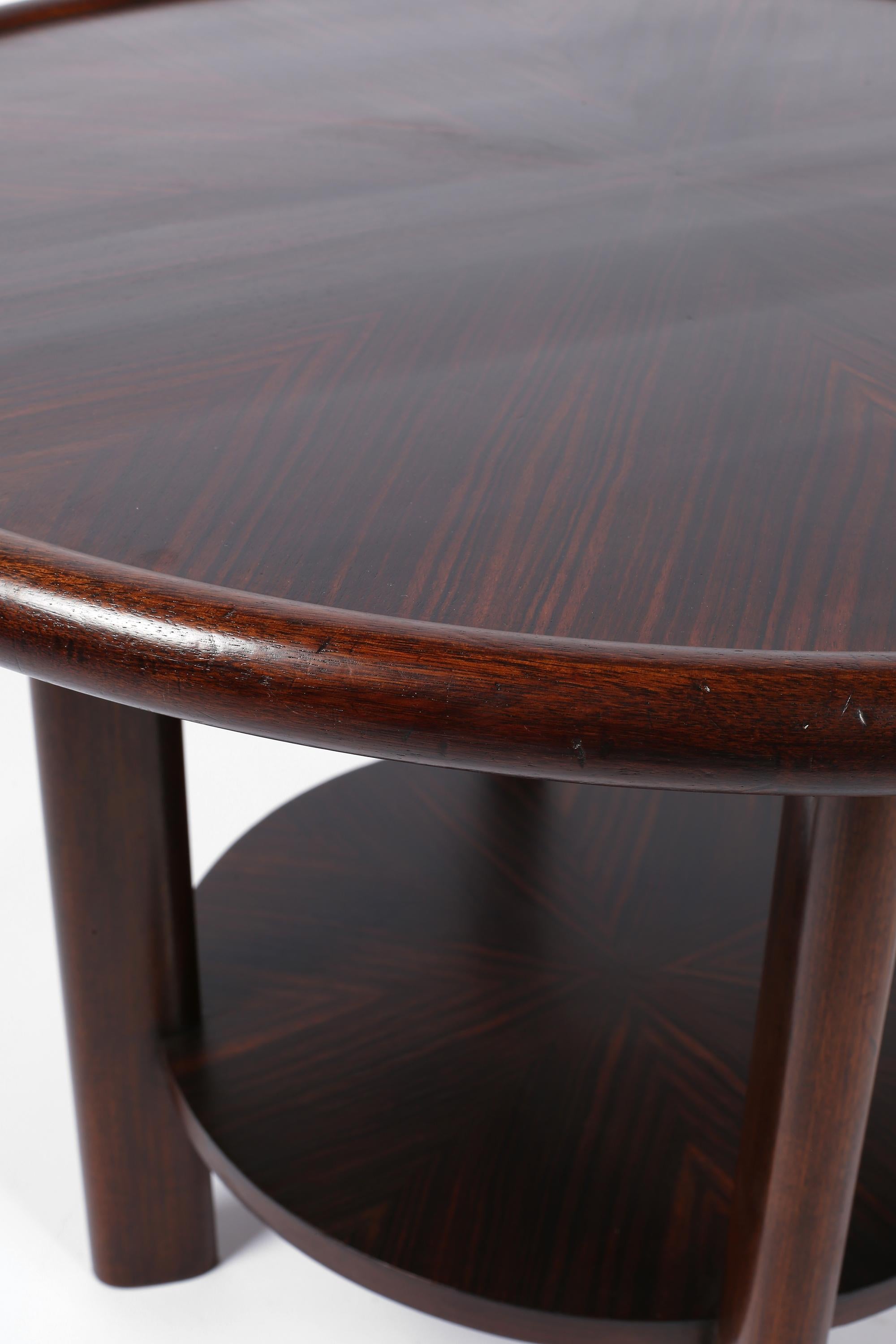 1930s French Art Deco Macassar Ebony Circular Centre Table For Sale 7
