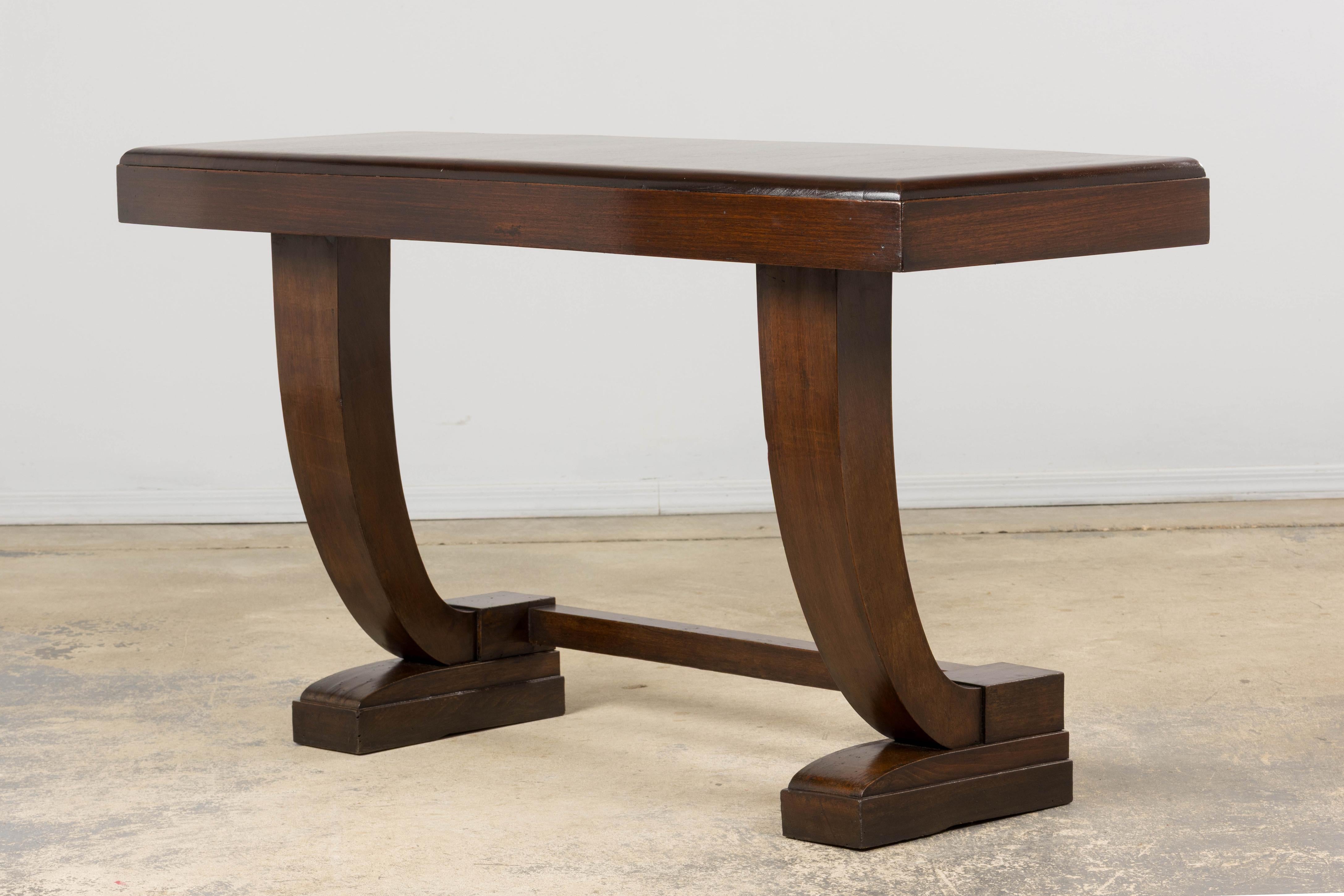 1930s French Art Deco Mahogany Console Table en venta 2