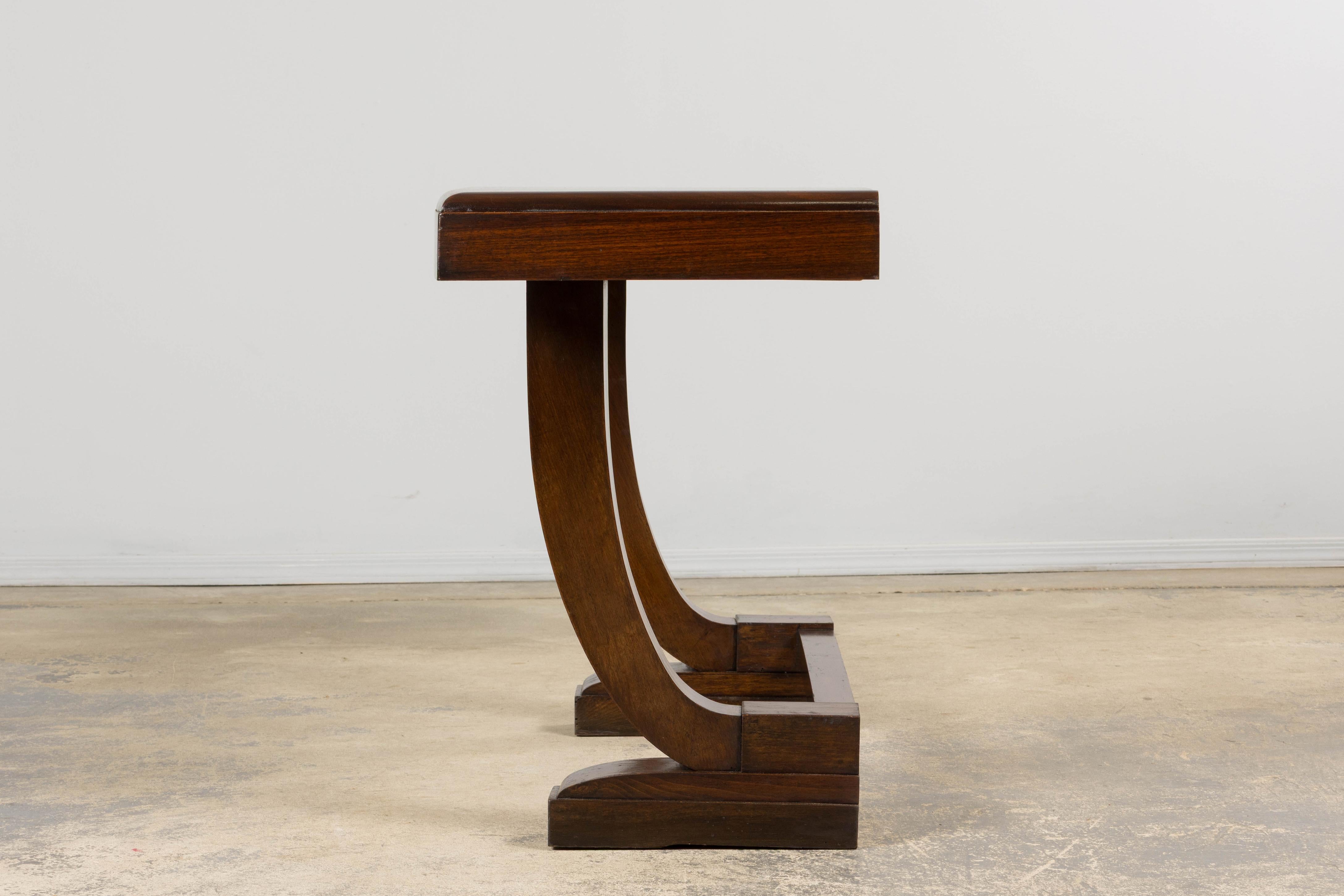 1930s French Art Deco Mahogany Console Table en venta 5