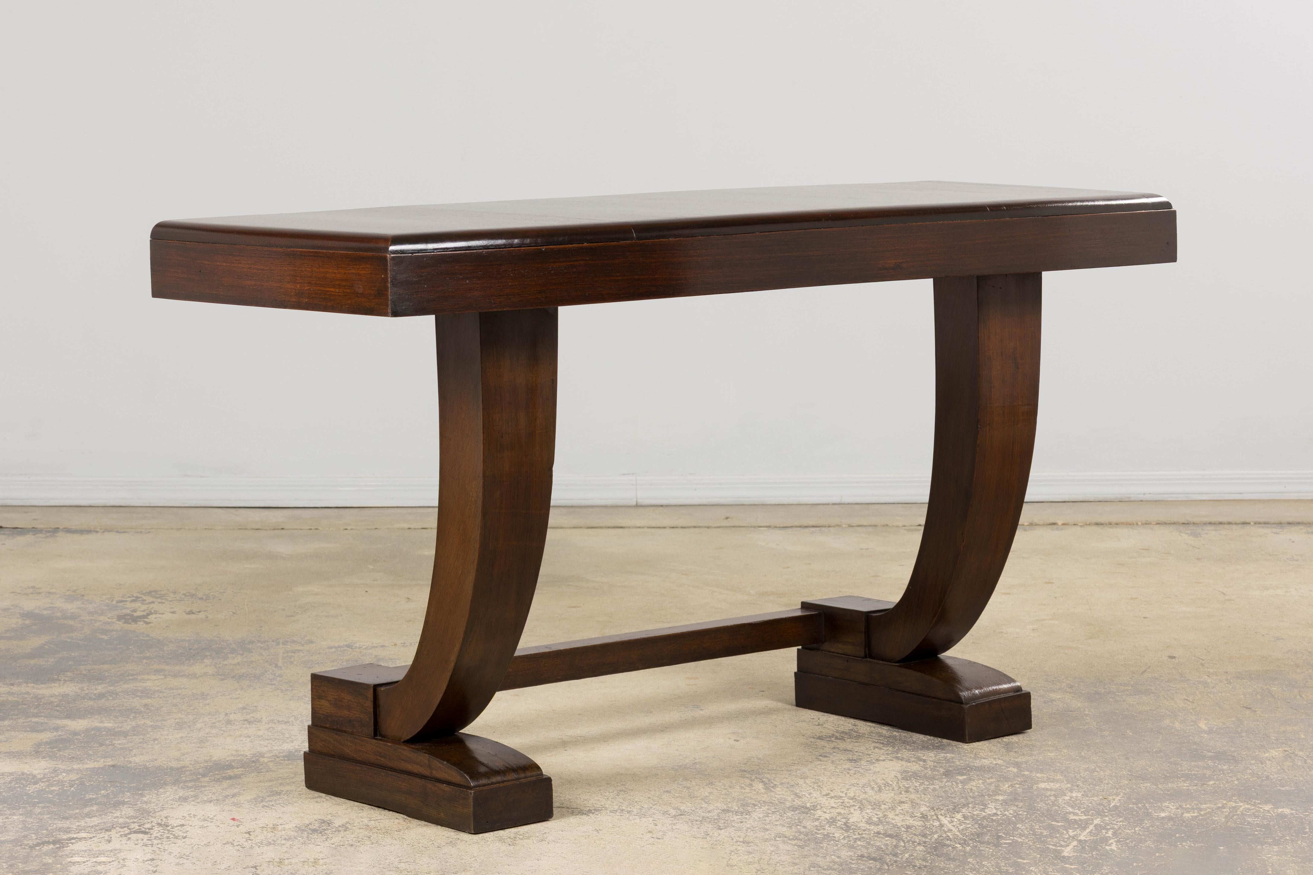 1930s French Art Deco Mahogany Console Table en venta 7