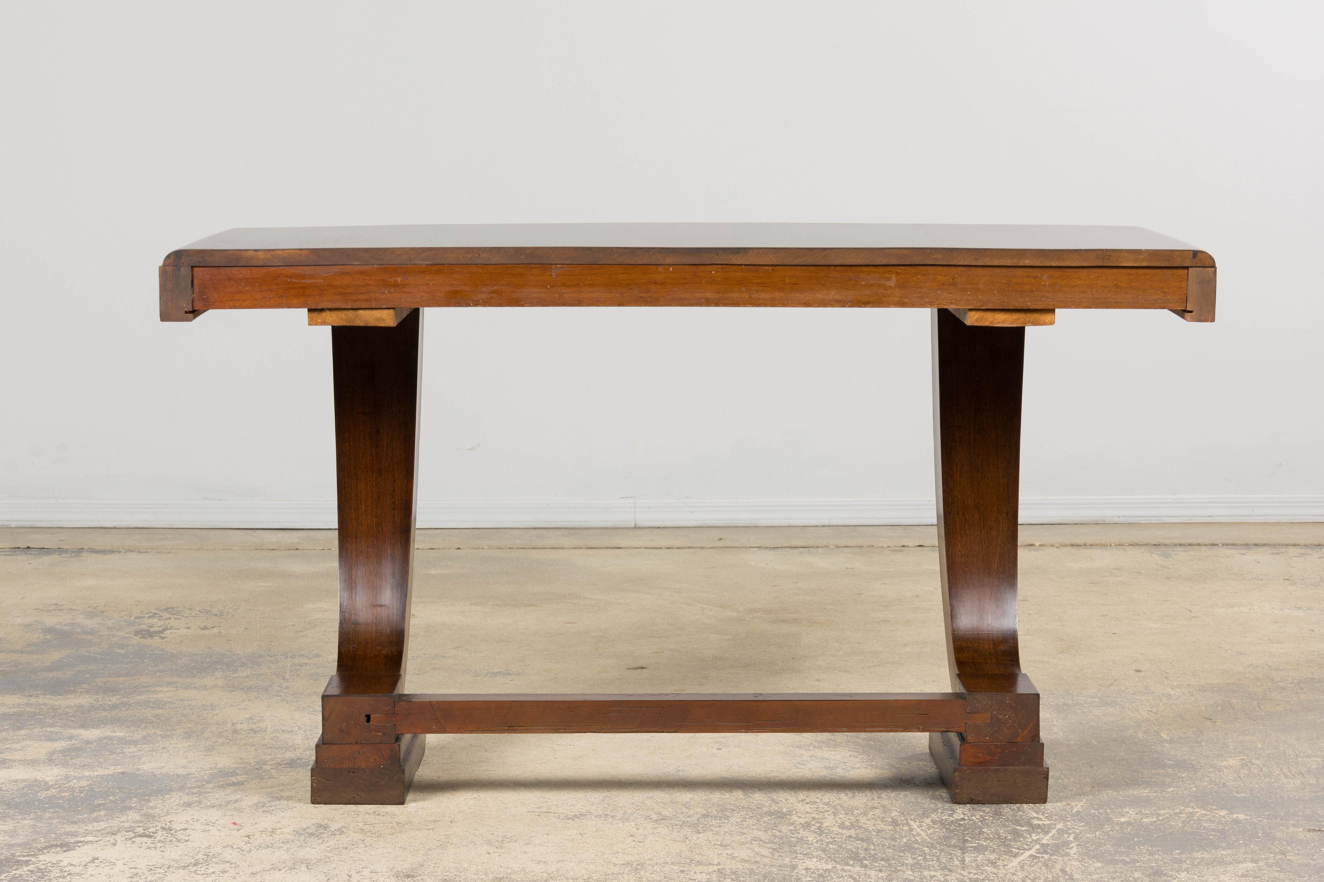 1930s French Art Deco Mahogany Console Table en venta 9