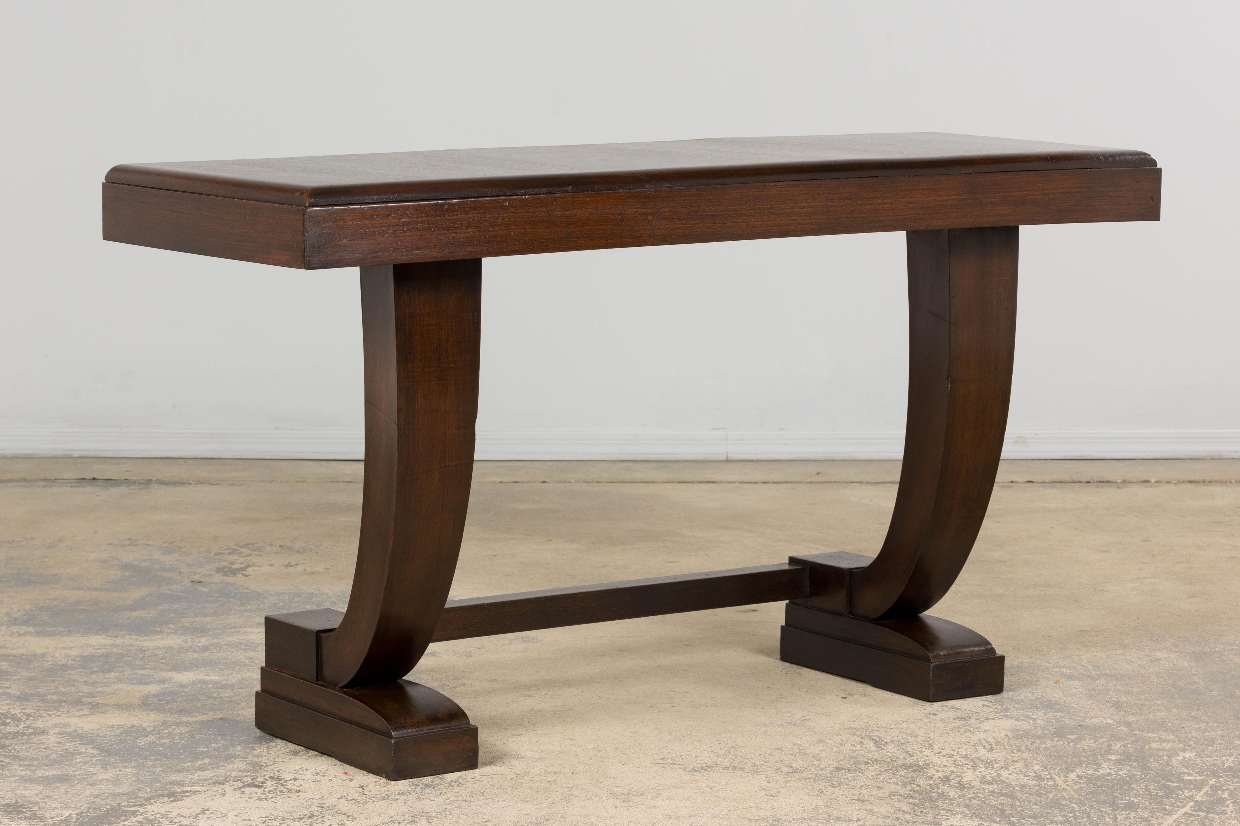 1930s French Art Deco Mahogany Console Table For Sale 1